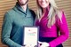 Tracey and Anthony Dissen, MA, MPH, RDN accepting the American Heart Award for Innovative Programming for Plant Powered